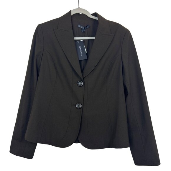 NWT Lafayette 148 New York Women Espresso Brown Wool Two-Button Blazer Jacket 10 - Picture 1 of 16